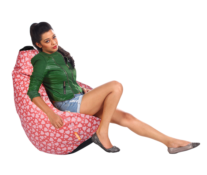 Orka Digital Printed Pink Bean Bag Hearts Theme  