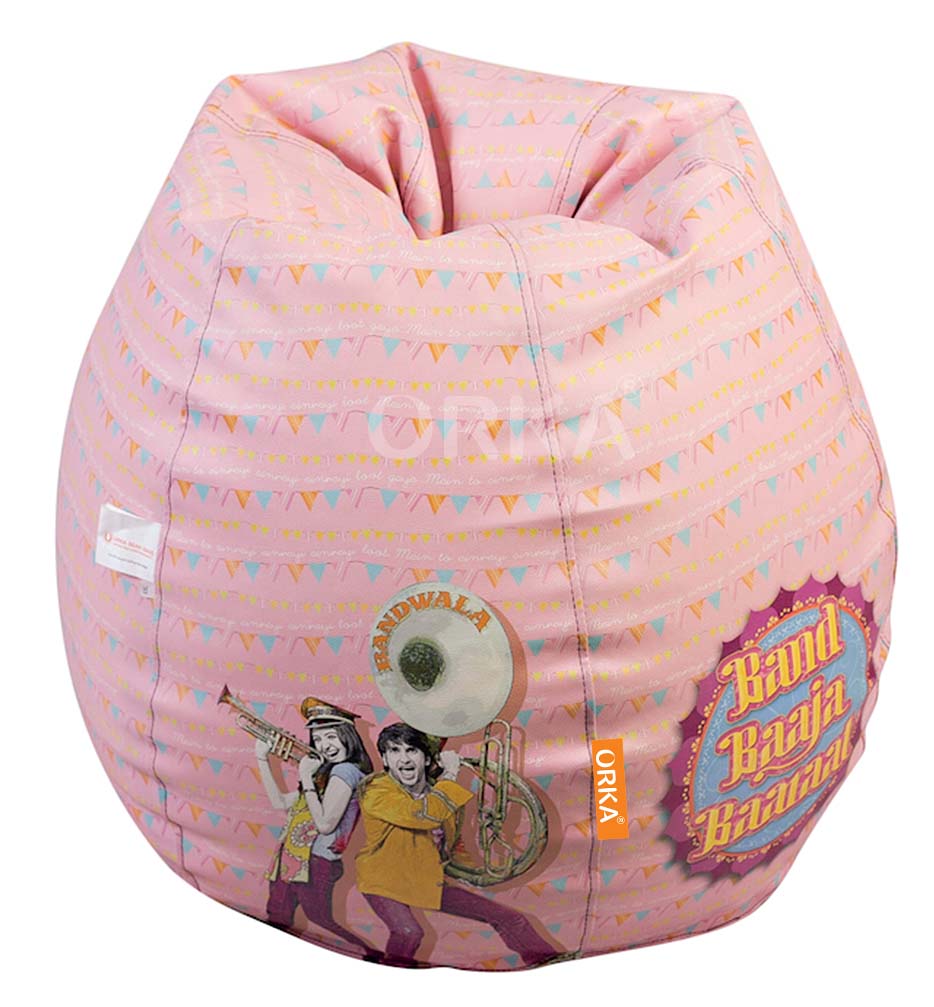 Orka Digital Printed Bean Bag BBB Pink Bollywood Theme   XXL  With Beans 
