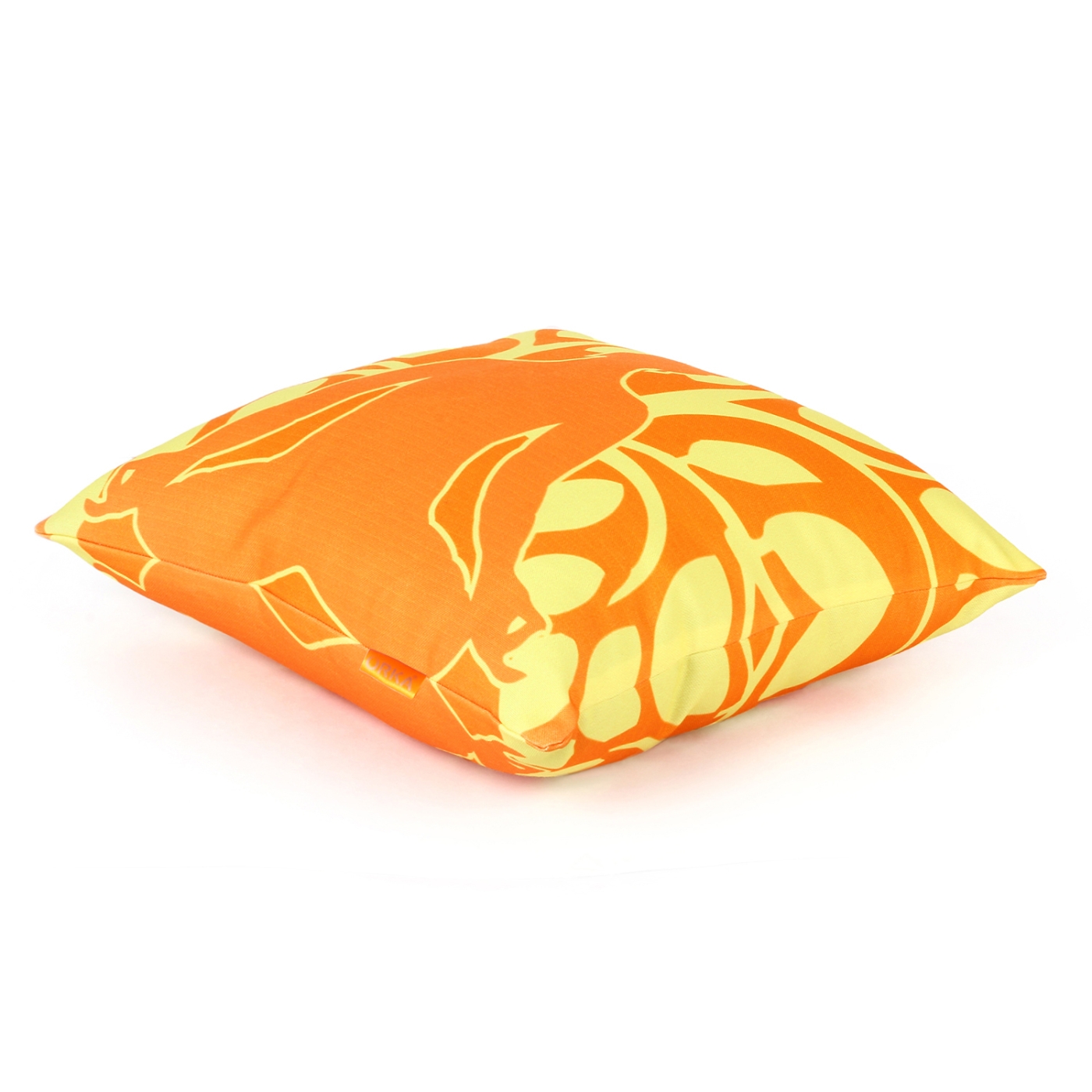 ORKA Digital Printed Canvas Filled With Polyfill Square Cushion 14 X 14 Inch (Orange, Yellow)  