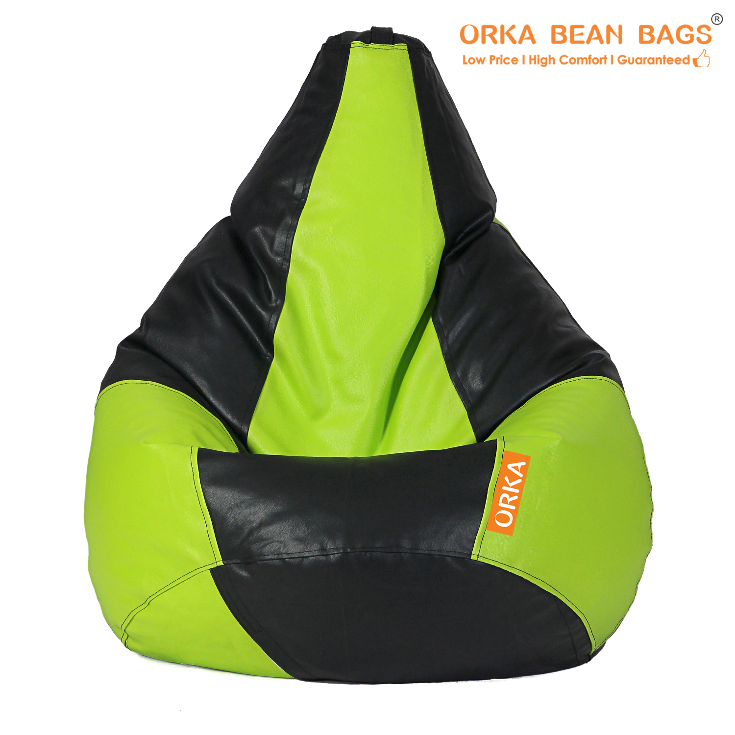 ORKA Classic Filled Dual Color Bean Bag XXXL GREEN BLACK Bean Bag Orka Home