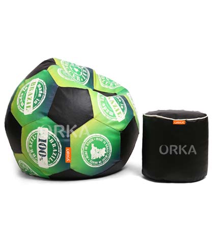 ORKA Digital Printed Sports Bean Bag Brazil Football Theme  