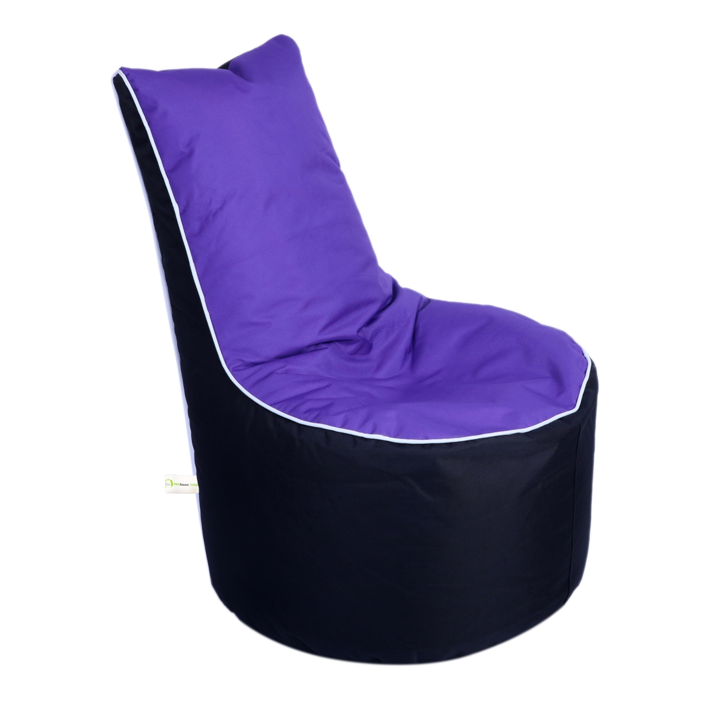 Can Bean Bags Denier High Chair Black, Purple With White Piping   