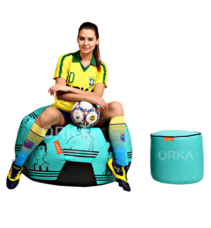 ORKA Digital Printed Sports Bean Bag Player Cheer Blue Football Theme    