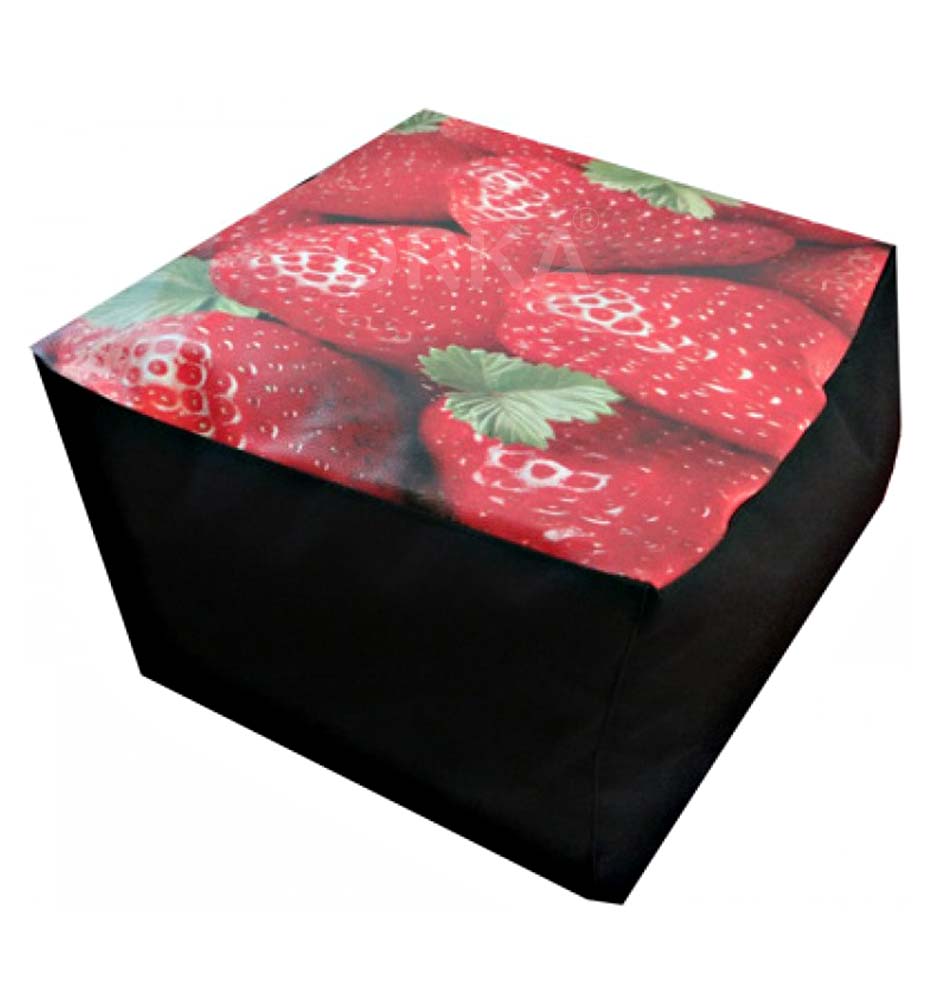 Orka Digital Printed Red Square Puffy Strawberry Theme  