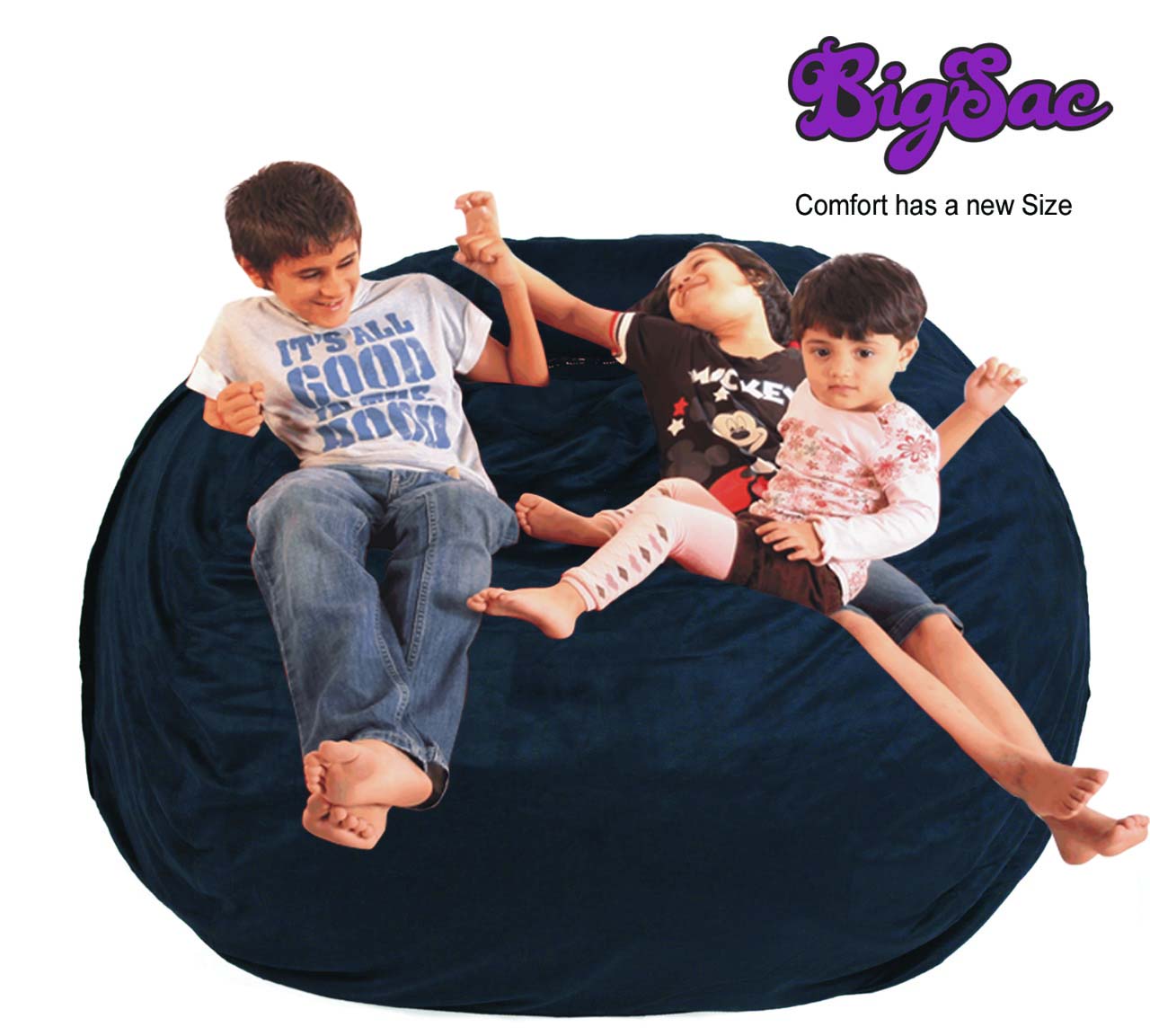Big Sac 2 Feet Kiddie Sac Premium Suede Fabric Filled Blue Color - 5 Years Warranty        