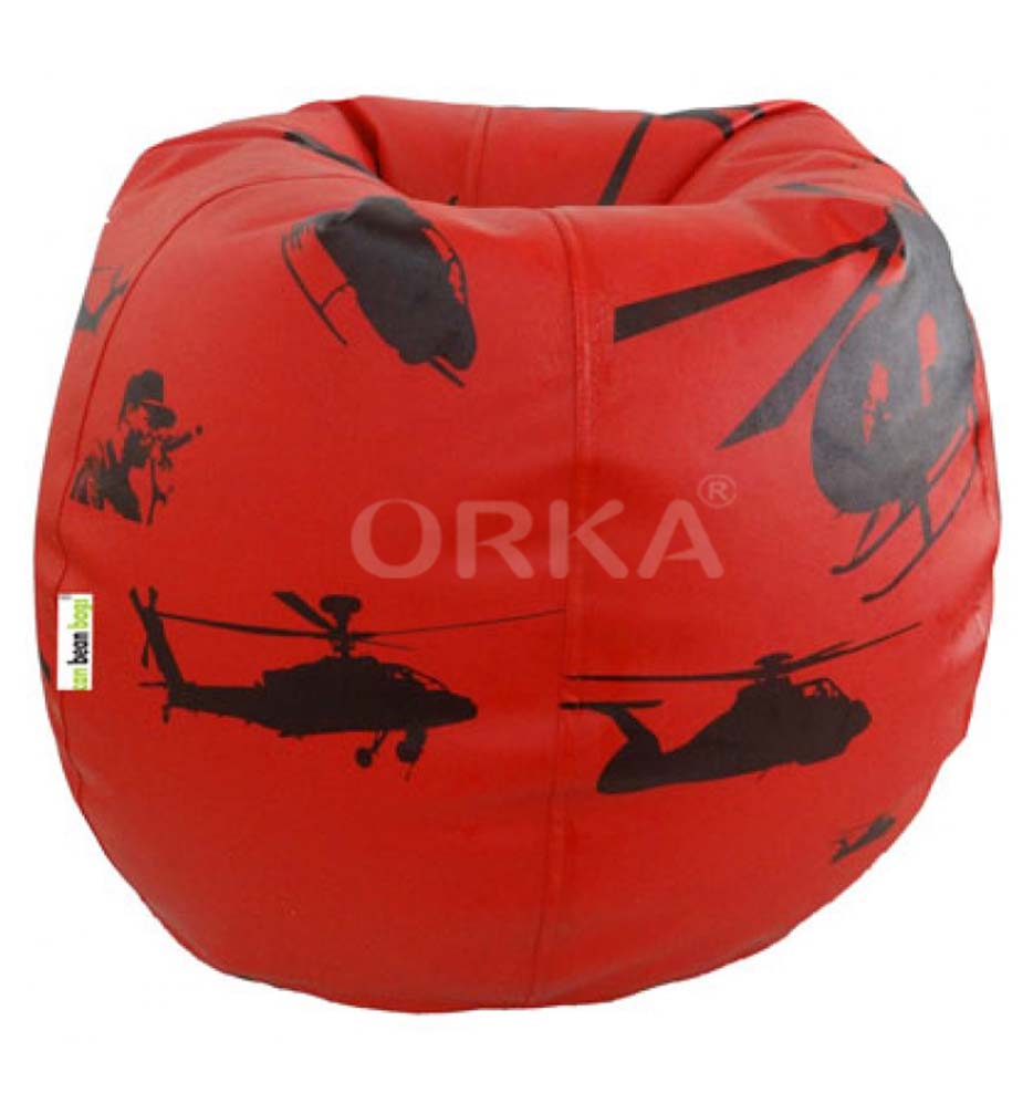 Orka Digital Printed Red Bean Bag Helicopter Theme   XXL  Cover Only 