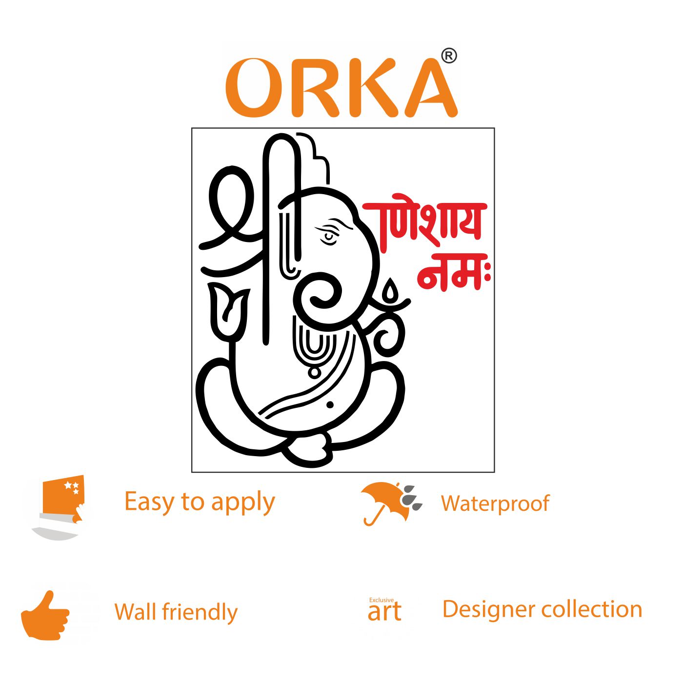 ORKA Lord Ganesha Theme Wall Sticker 7  