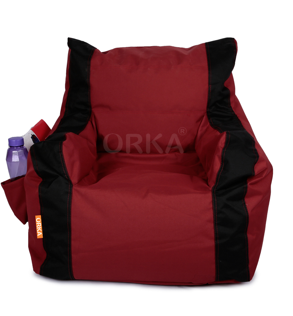 Orka Classic Crimson Red Black Bean Bag Arm Chair Cover Only  