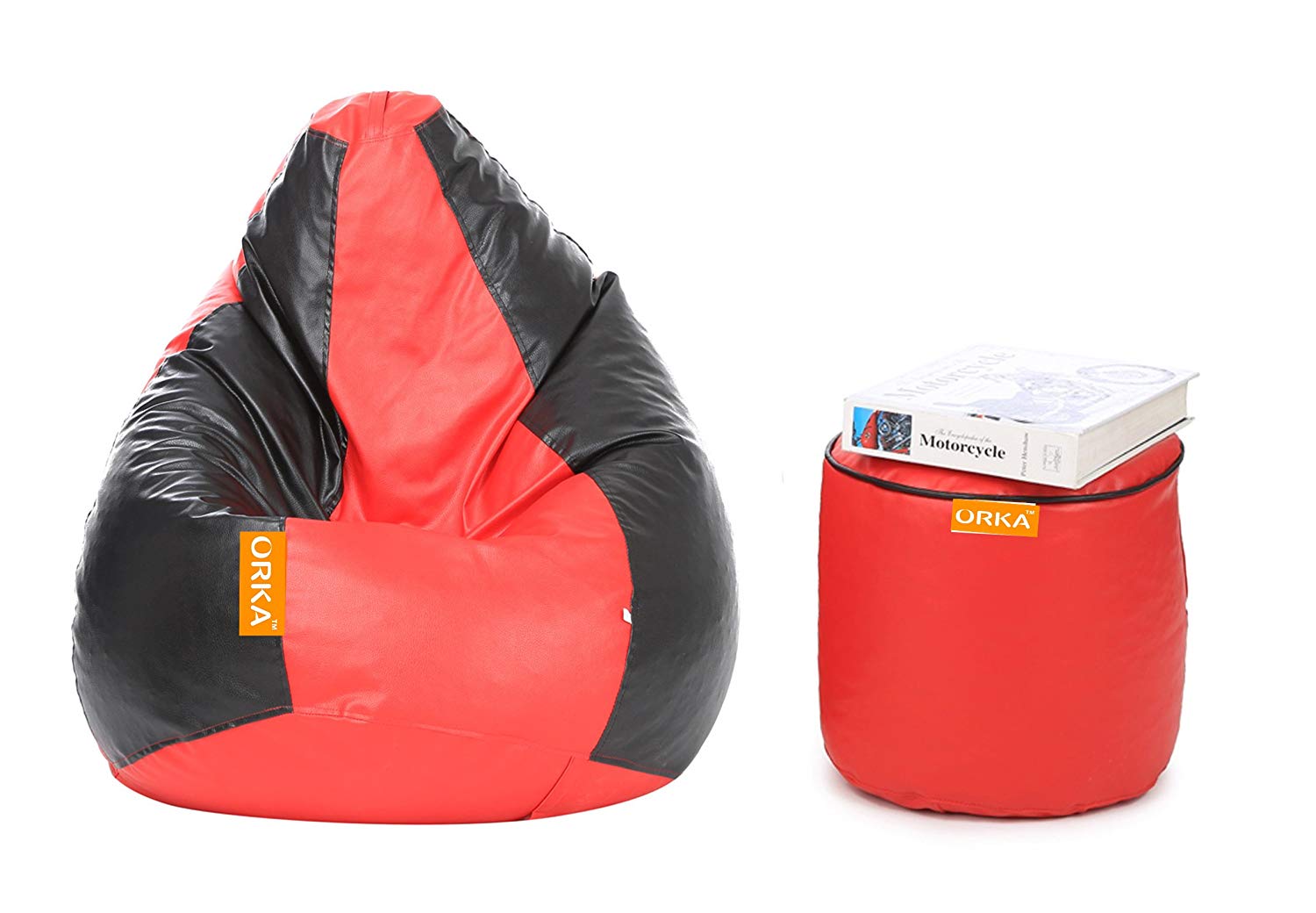 ORKA Classic Red And Black Bean Bag With Matching Puffy XL  Cover Only 