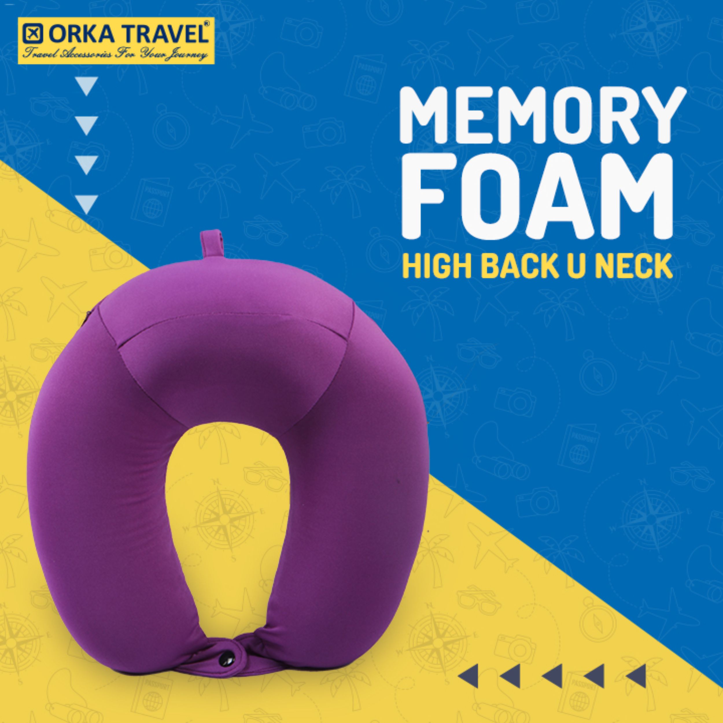 Orka Travel U Neck Memory Foam  High Back  Spandex Purple  