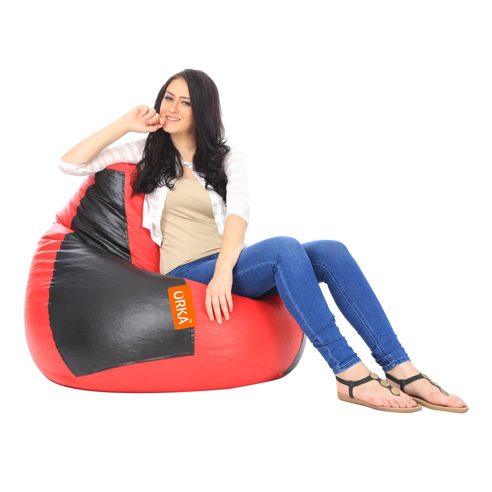 ORKA Classic Red And Black Bean Bag With Matching Puffy