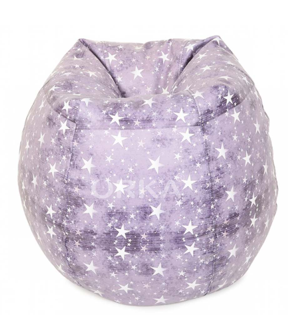 Orka Digital Printed Purple Bean Bag White Stars Theme   XXL  With Beans 