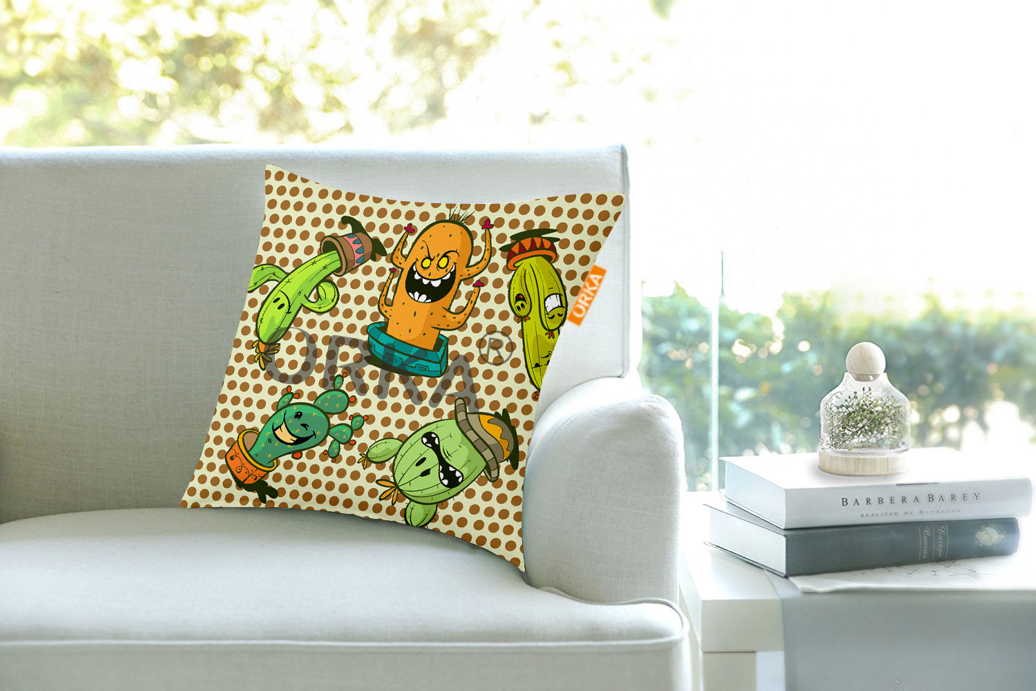 ORKA  Cactus Theme Digital Printed Cushion   
