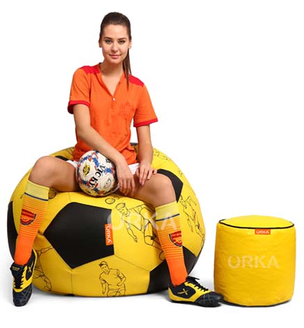 ORKA Digital Printed Sports Bean Bag Yellow Football Player Theme  