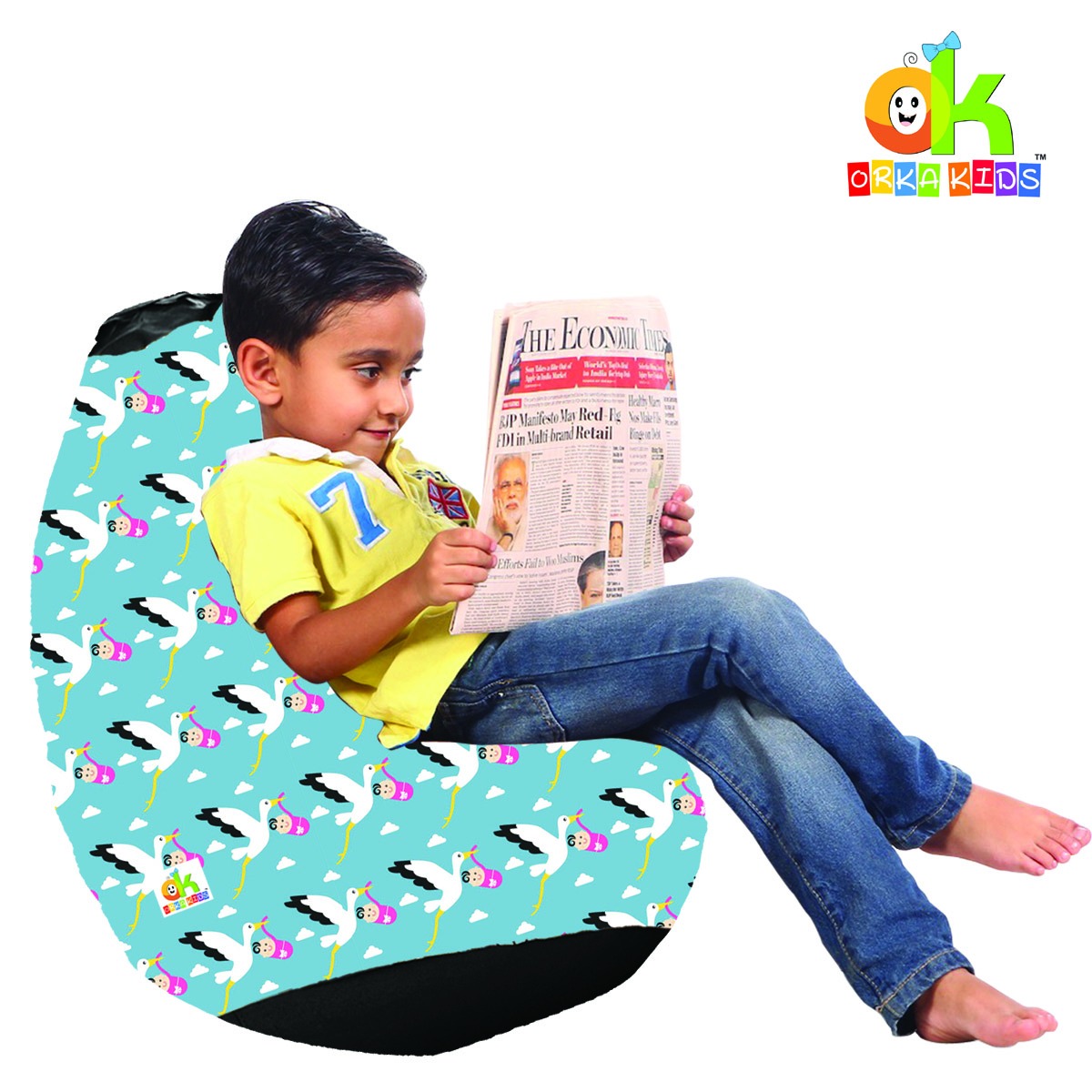 ORKA Kids Digital Printed50 Duck Multicolor Bean Bag  