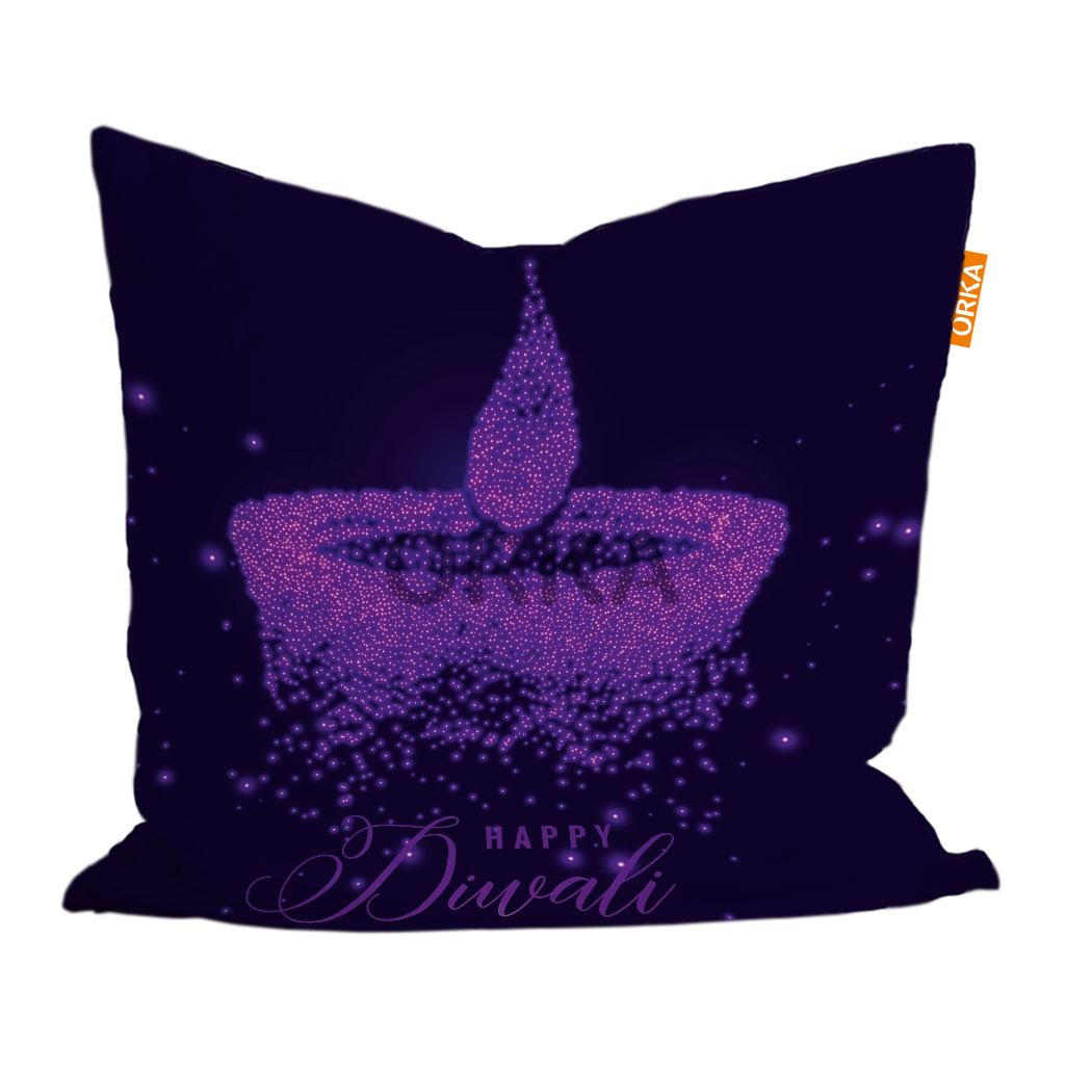 ORKA Digital Printed Diwali Cushion 26 16" X 16" Cover Only