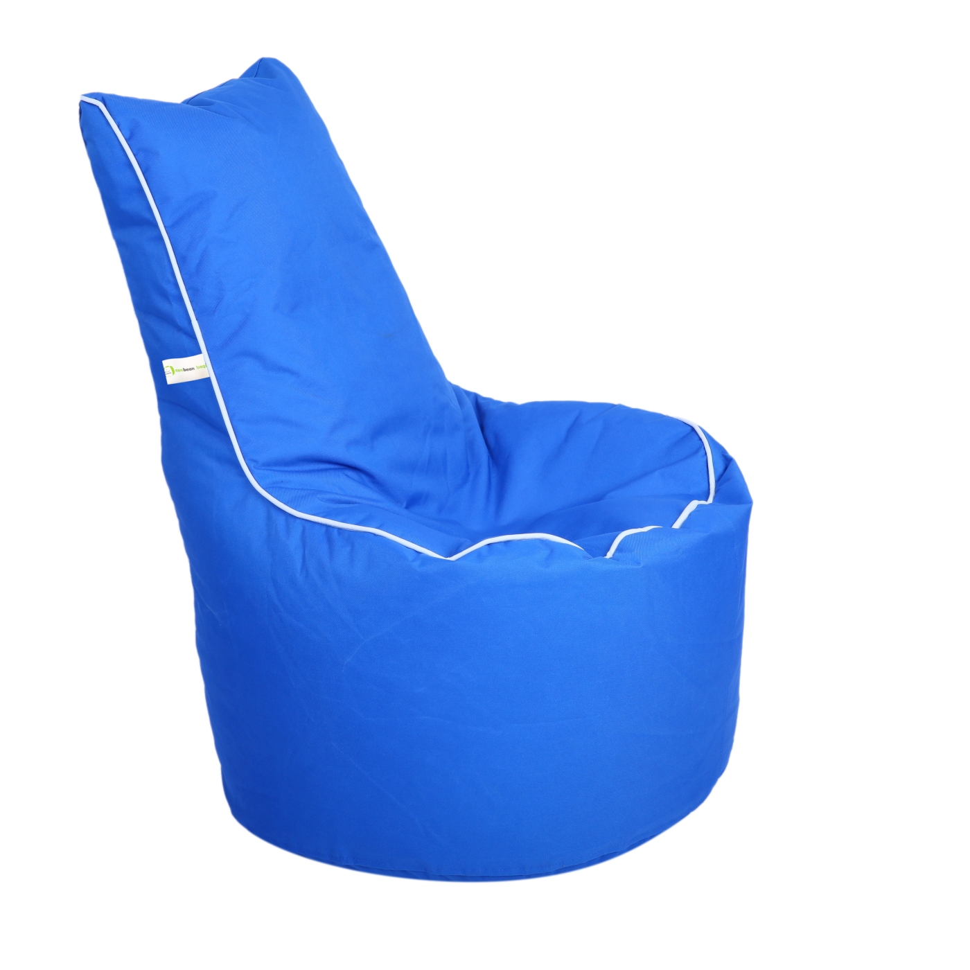 Can Bean Bags Denier High Back Chair Blue With White Piping   