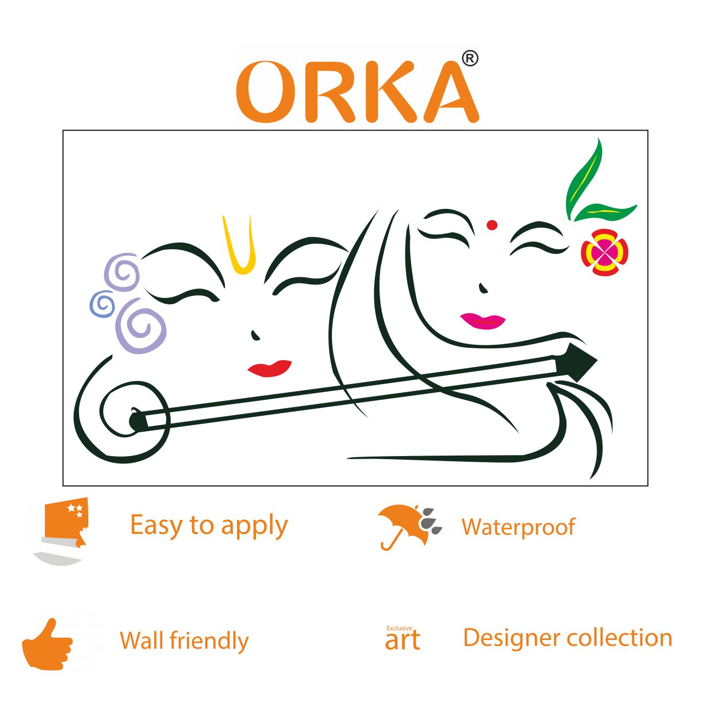 ORKA Lord Krishna Theme Wall Sticker 3  