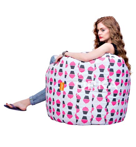 ORKA Digital Printed Denier XXXL Big Boss Chair Cover Without Beans - Pink, White