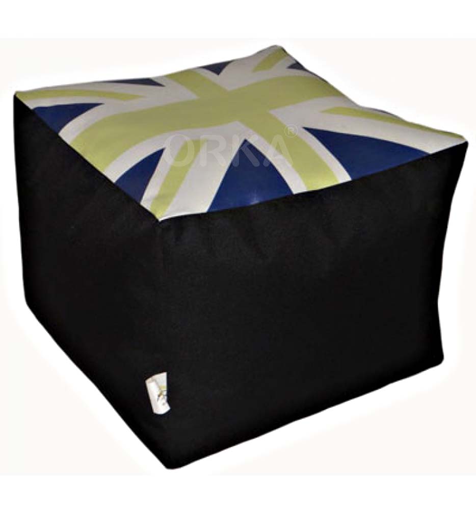 Orka Digital Printed Square Puffy Dull Olive British Flag Theme  