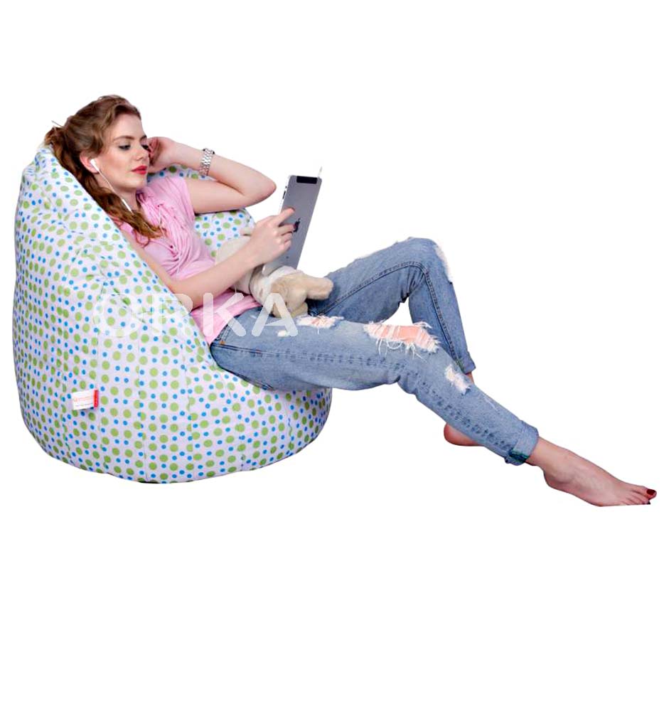 ORKA Digital Printed Big Boss White Bean Chair Sofa Dotted Theme  