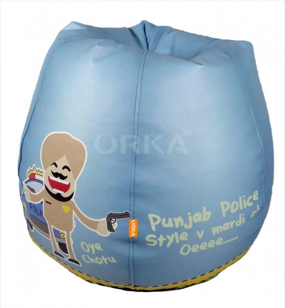 Orka Digital Printed Blue Bean Bag Punjab Police Theme  