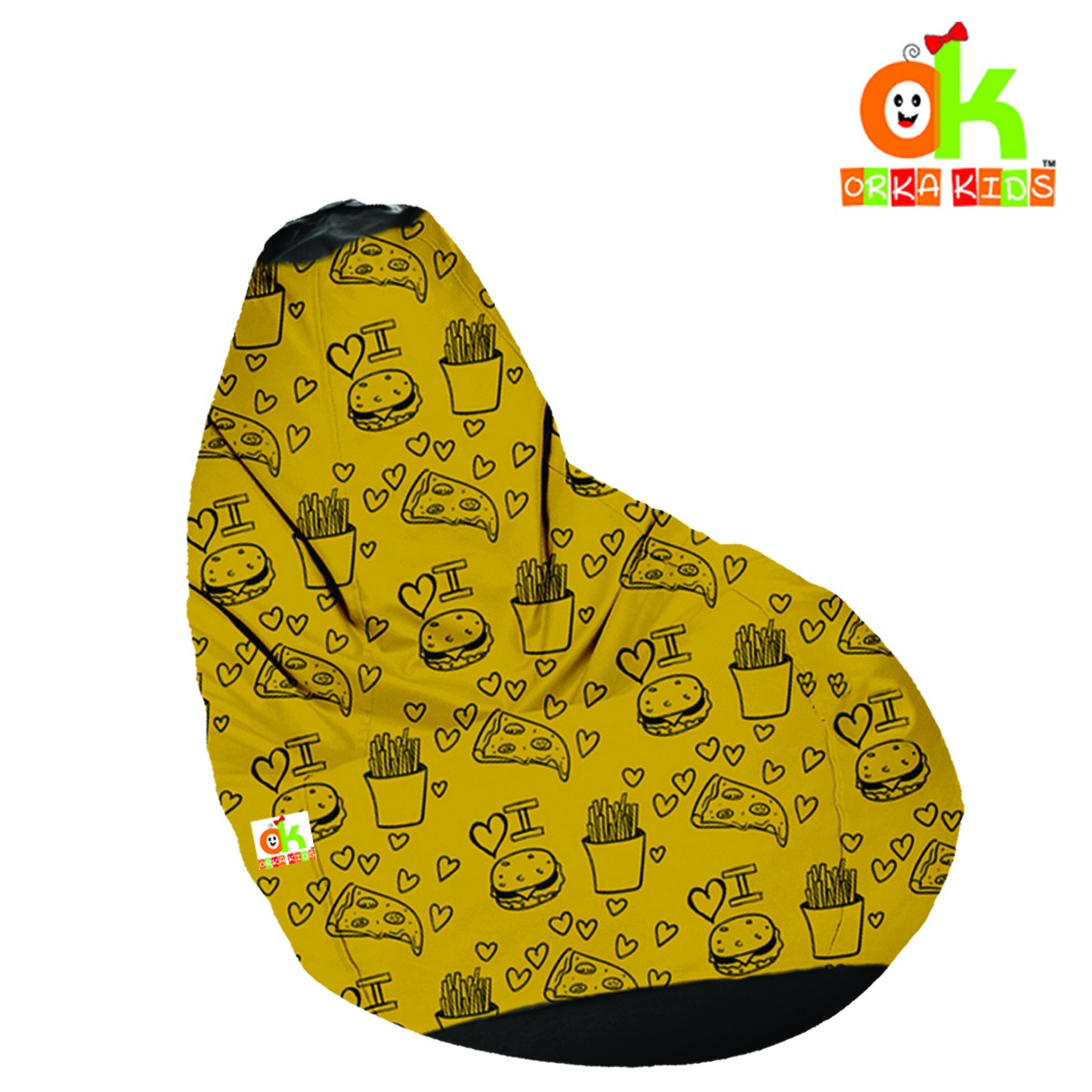 ORKA Kids Digital Printed4 Burger Theme Multicolor Bean Bag  