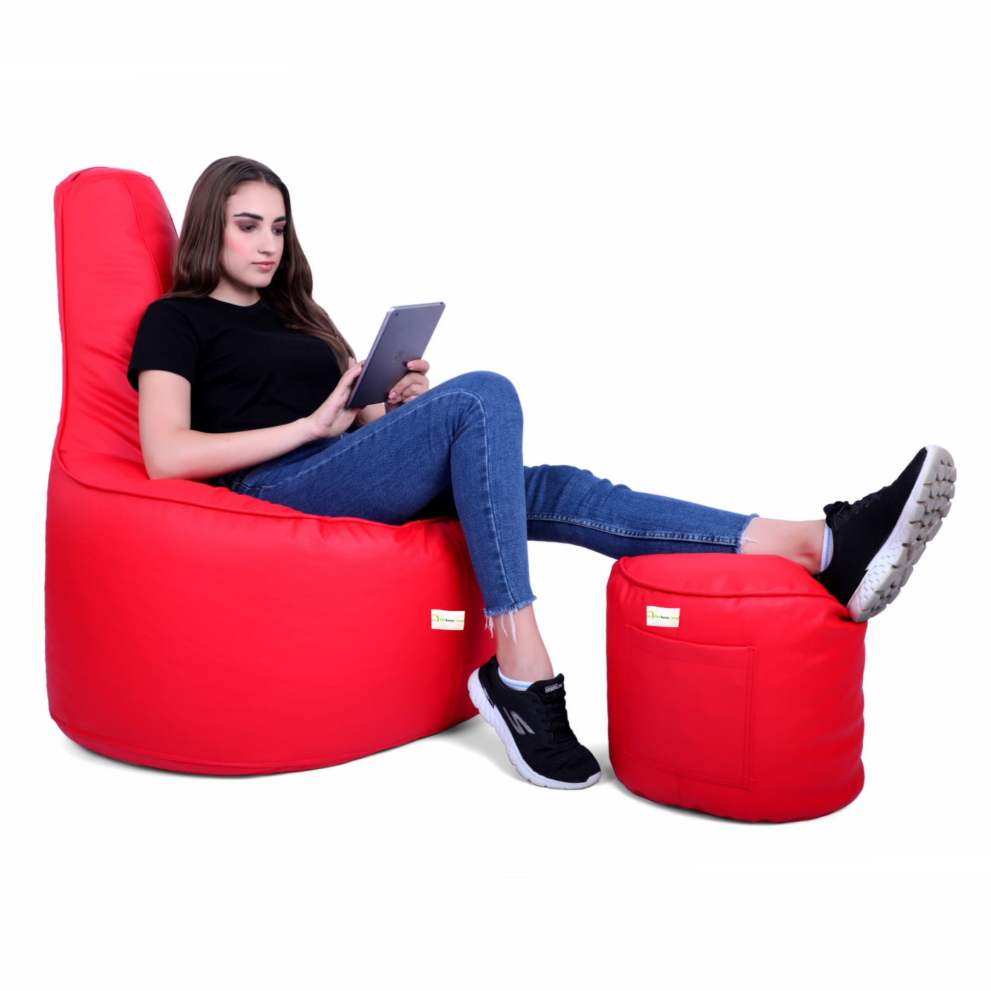 Can Bean Bags Teardrop Chair With Piping Red  