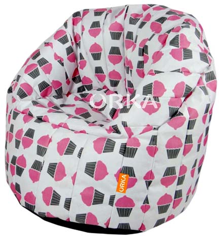 ORKA Digital Printed Denier XXXL Big Boss Chair Cover Without Beans - Pink, White
