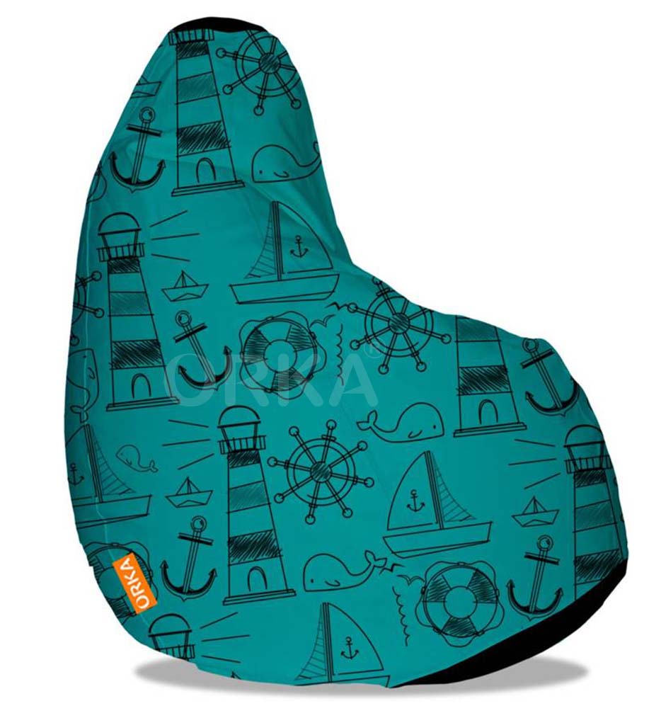 Orka Digital Printed Blue Bean Bag Ocean Theme  