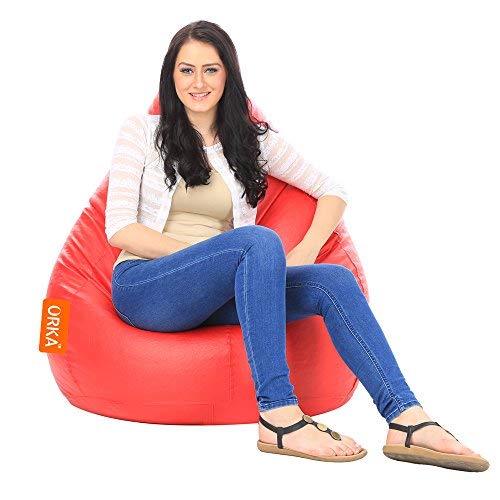 ORKA Classic Red Bean Bag With Matching Puffy