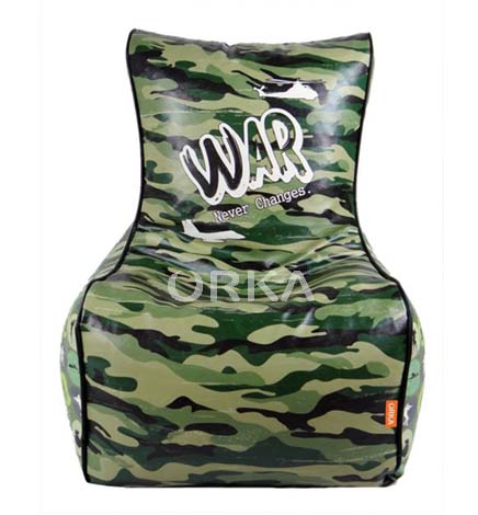 ORKA Digital Printed Green Bean Chair War Theme   XXL  Cover Only 