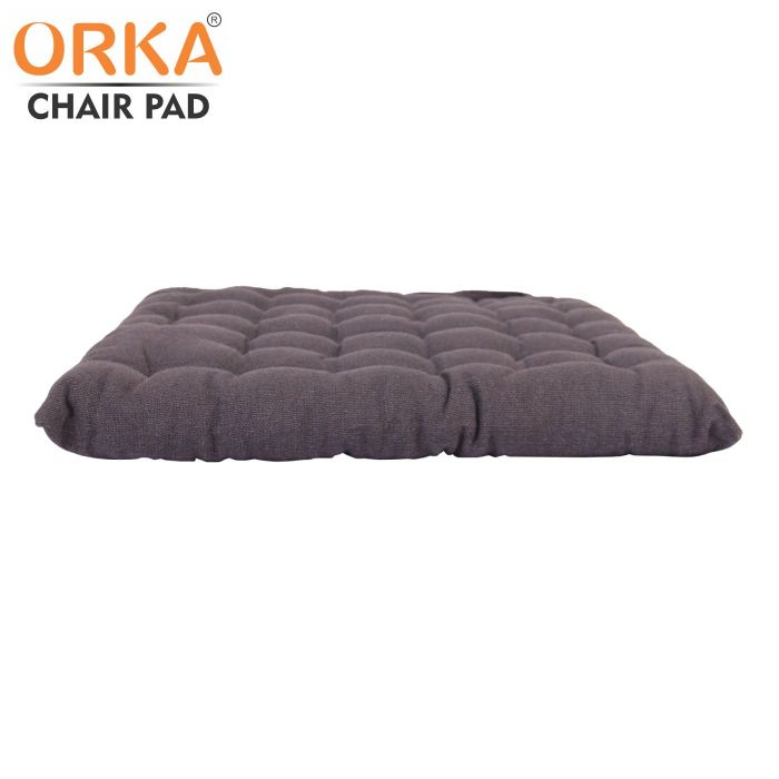 ORKA Cotton Fabric Chair Pad Seat Cushion Back Support Cushion Set Of 6 Dark Grey (16 X 16 Inch) 
