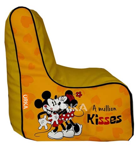 ORKA Digital Printed Yellow Bean Chair Mickey Mouse Love Theme  