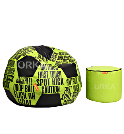 ORKA Digital Printed Sports Bean Bag Yellow Football Quote Theme  