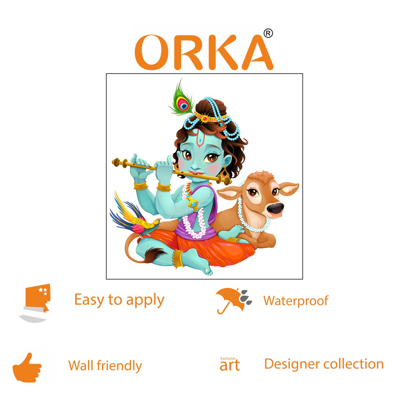 ORKA Lord Krishna Theme Wall Sticker 5  