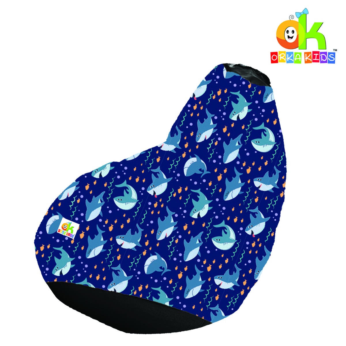 ORKA Kids Digital Printed46 Shark Design Multicolor Bean Bag  