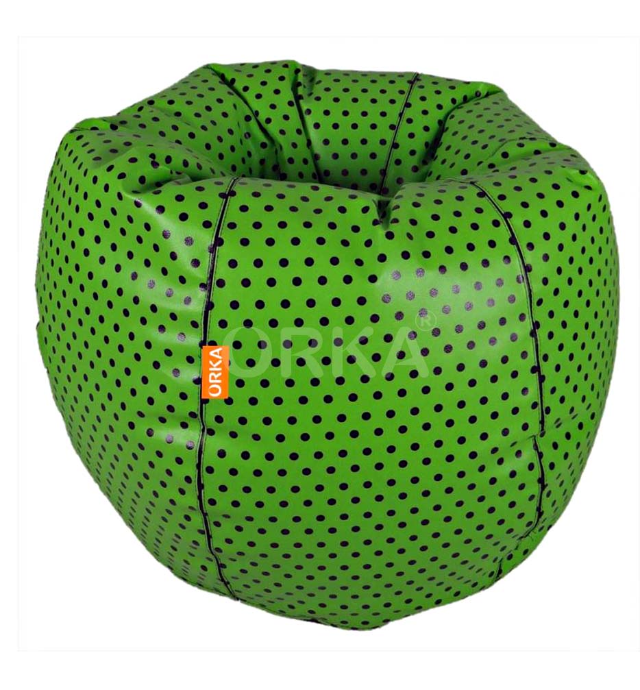 ORKA Digital Printed Green Bean Bag Small Polka Dots Theme   XXL  Cover Only 