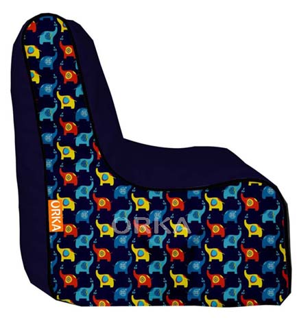 ORKA Digital Printed Blue Bean Chair Elephant Theme  
