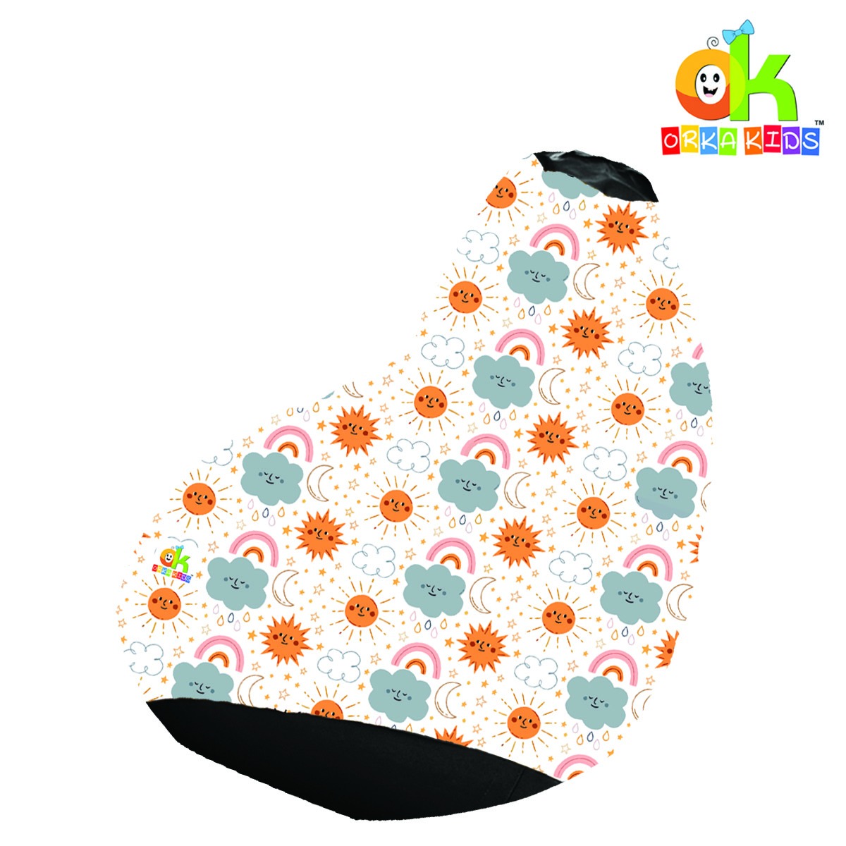 ORKA Kids Digital Printed91Animated Sun Multicolor Bean Bag              