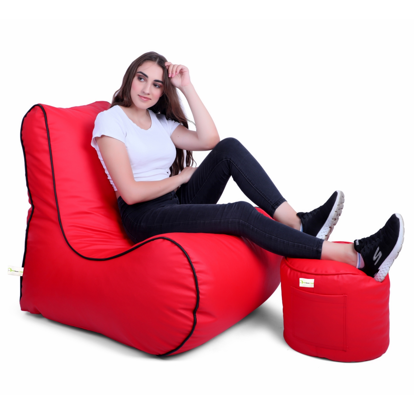 Can Bean Bags Curve Lounger Red  
