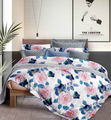 ORKA HOME Monalisa Queen Bed Sheet Poly Cotton Printed Rose Multi  