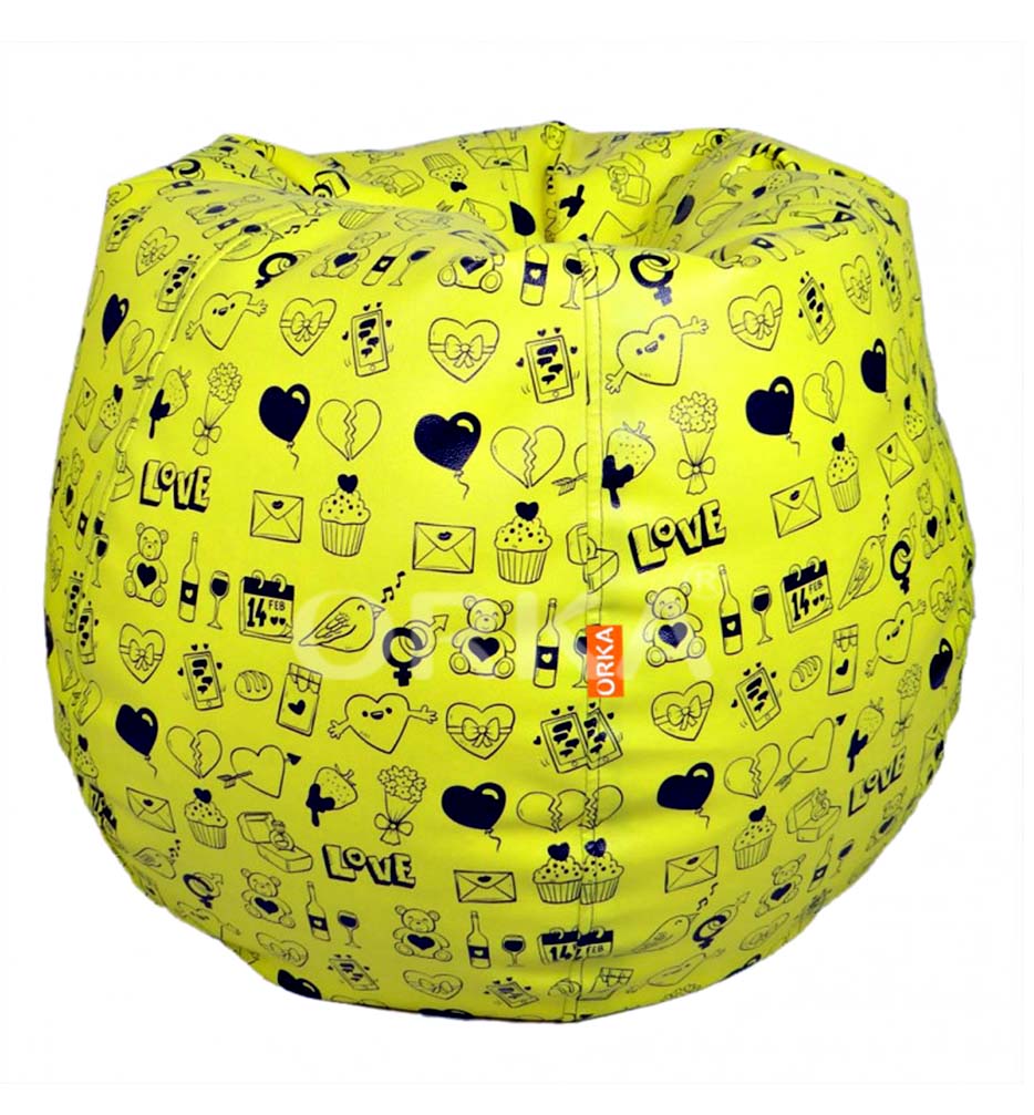 GoMoji Yellow Love Polyester Bean Bag Chair - 28