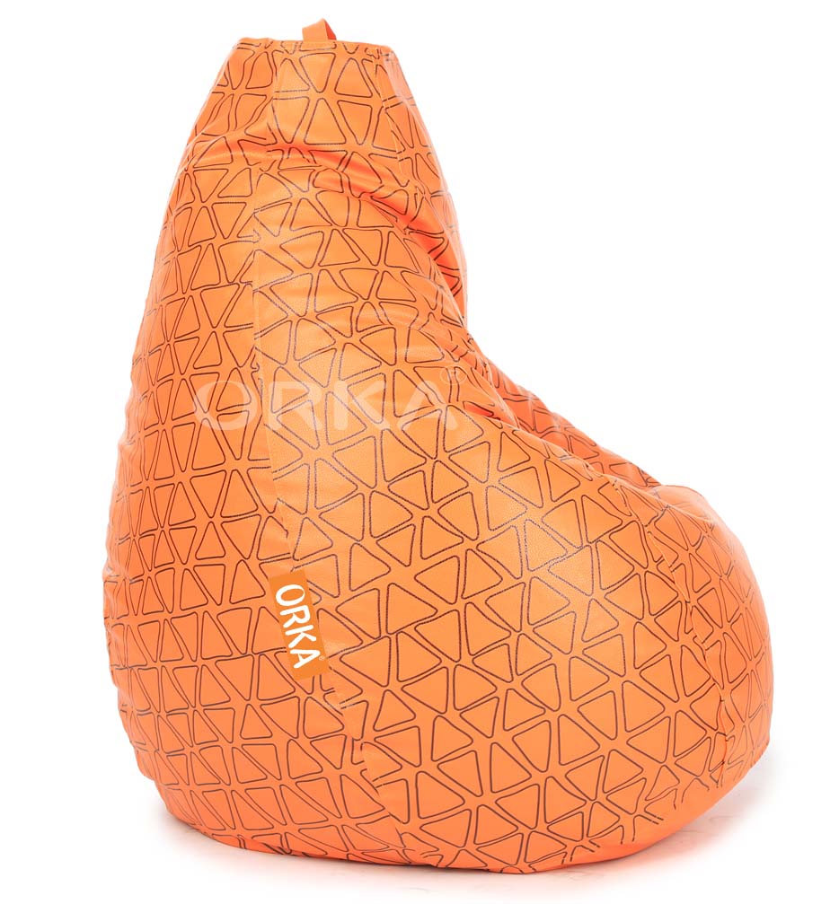 Orka Digital Printed Orange Bean Bag Triangle Pattern Theme  