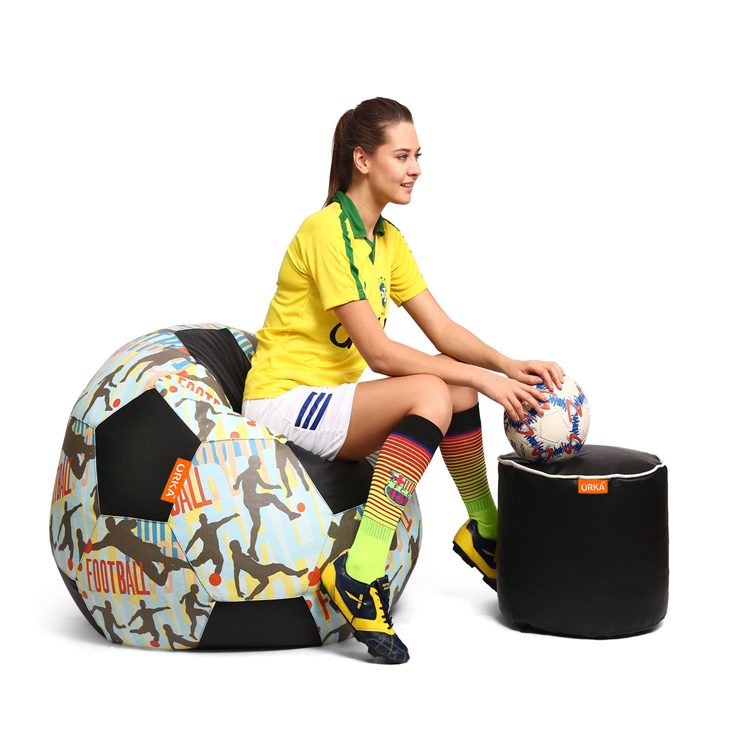 ORKA Digital Printed Sports Bean Bag Kicking Football Theme    