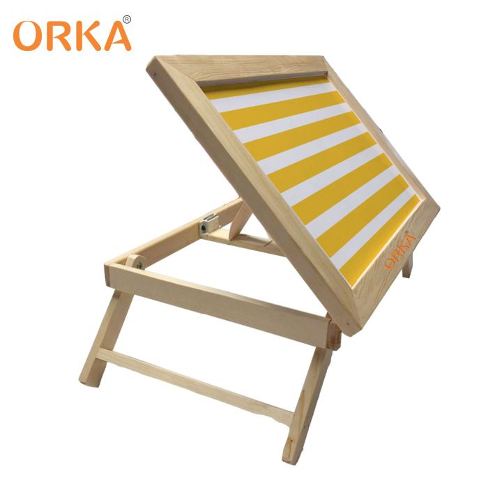 ORKA Yellow Strips Foldable Multi-Function Portable Laptop Table - Yellow  