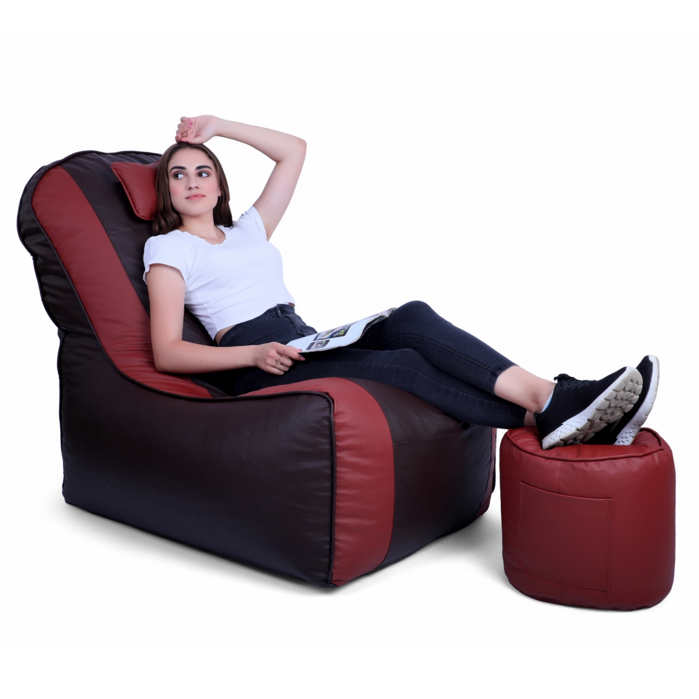 Can Bean Bags Video Rocker With Head Rest Brown, Tan  
