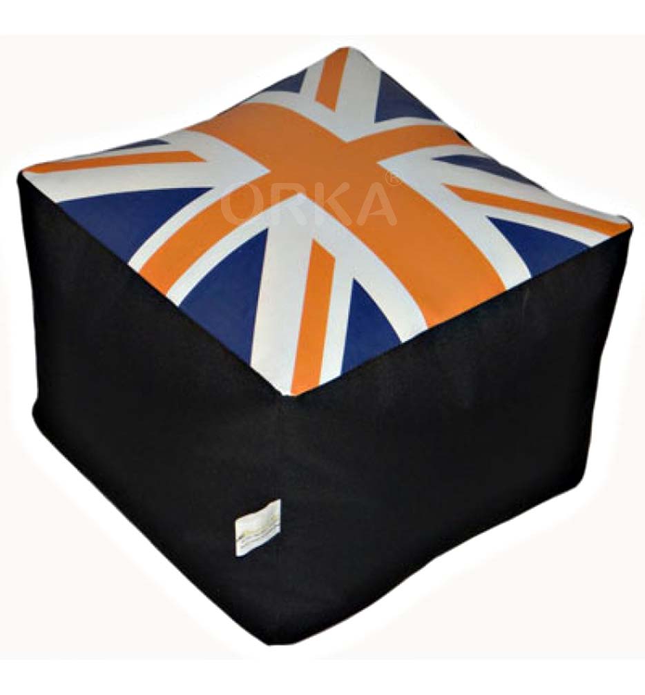 Orka Digital Printed Square Puffy Orange British Flag Theme