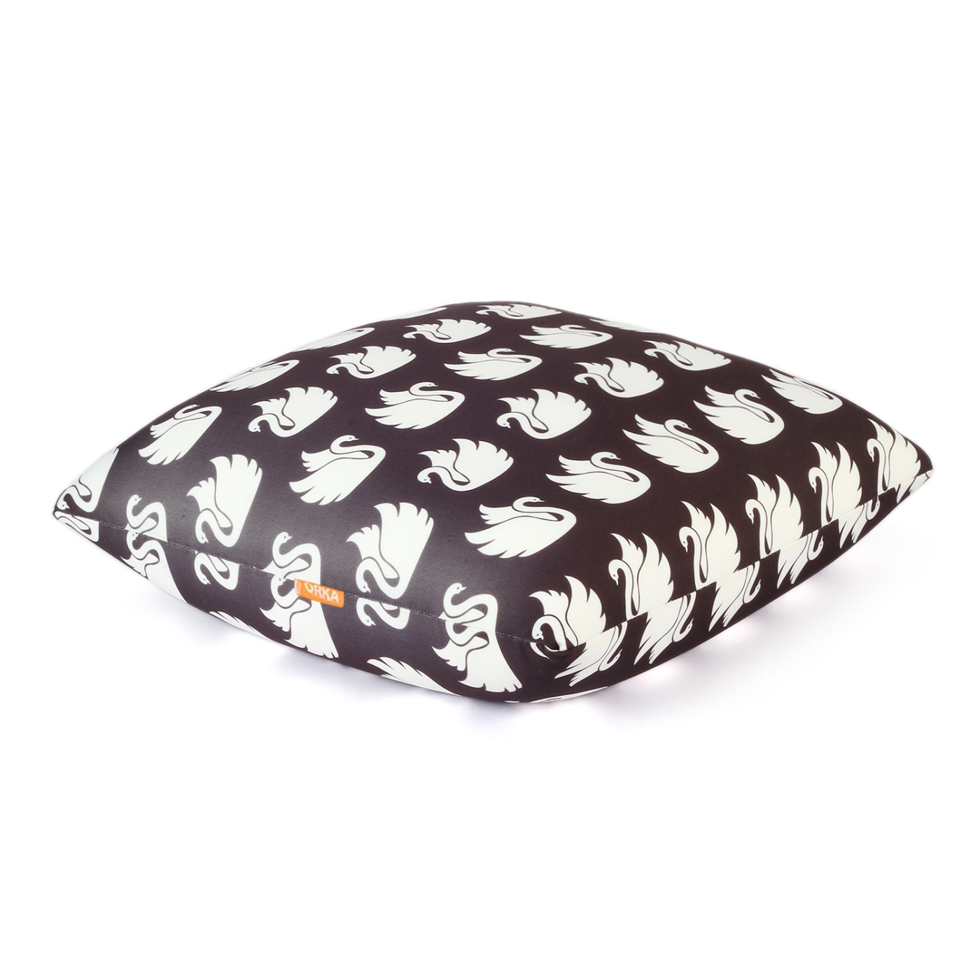 ORKA Digital Printed Spandex Filled With Microbeads Square Cushion 14 X 14 Inch - Black, White  