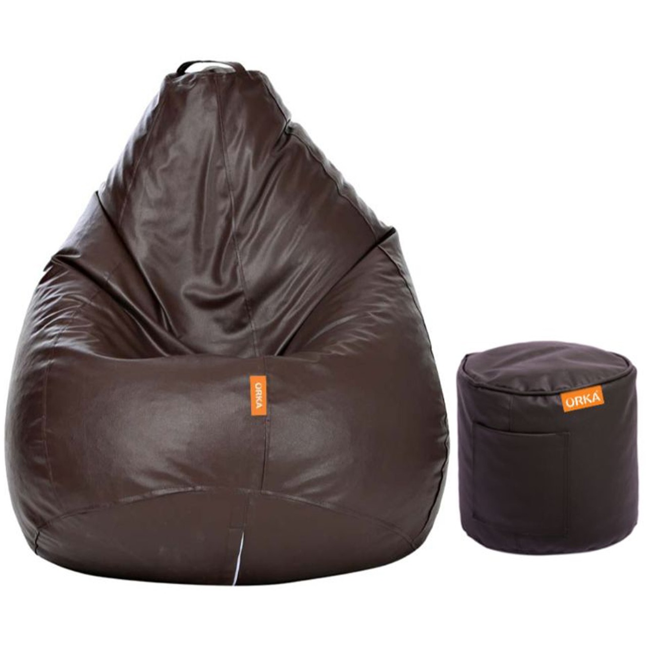 ORKA Classic Brown Bean Bag With Matching Puffy